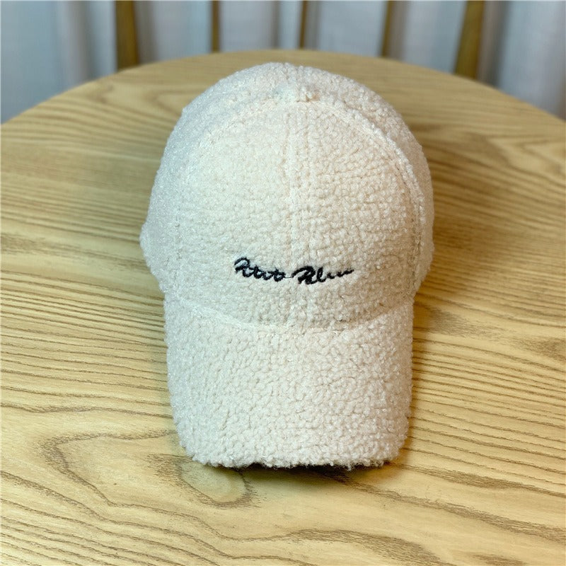 Lamb Hair Hat Female Autumn And Winter Fashion Plush Duck Tongue Hat Winter Lambswool Baseball Cap Winter