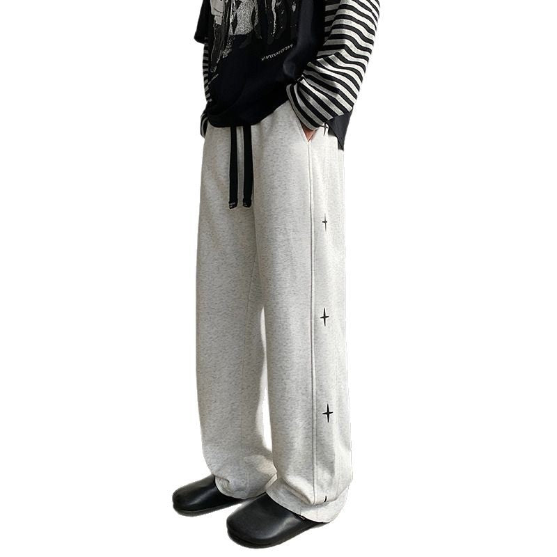 Side star printed casual sweatpants for men and women