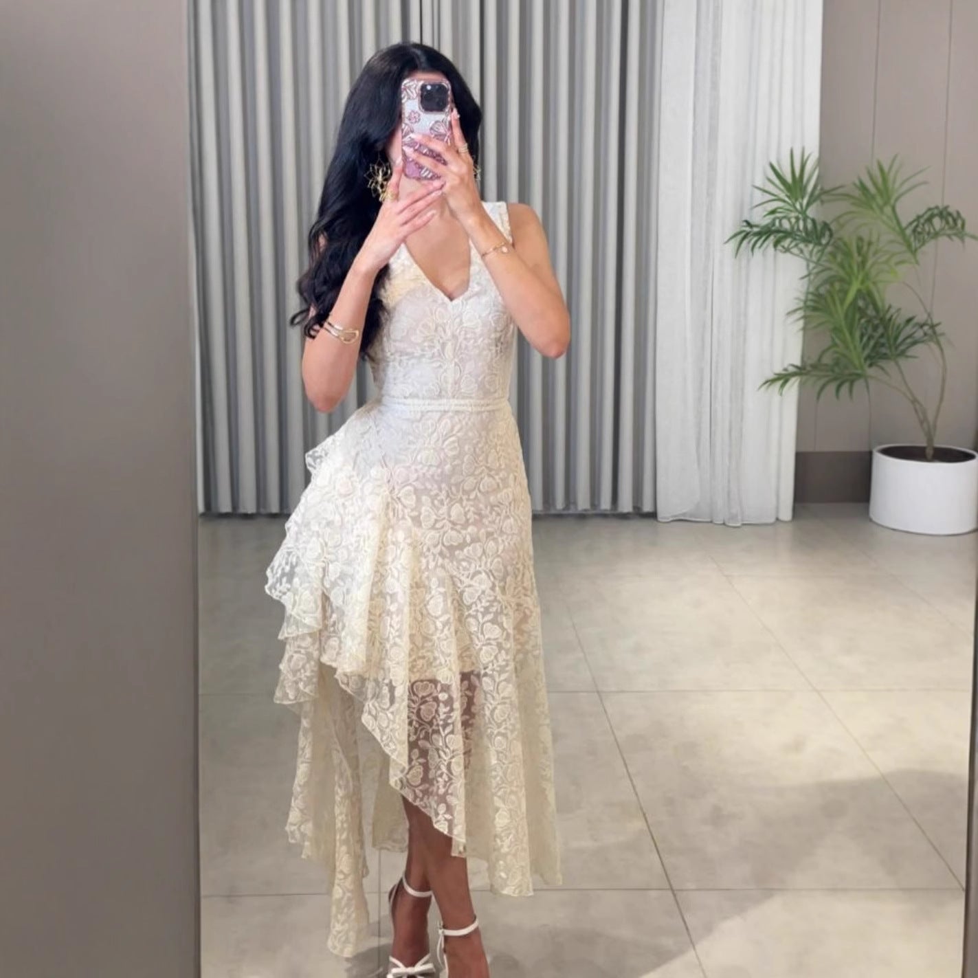 Asymmetric Jacquard Dress for Women