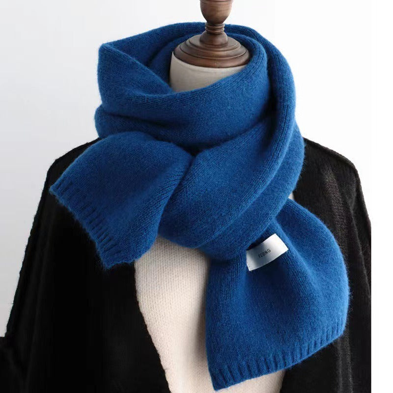 New Korean Winter Instagram Style Solid Color Knitted Warmth Versatile Student Winter Scarf for Men