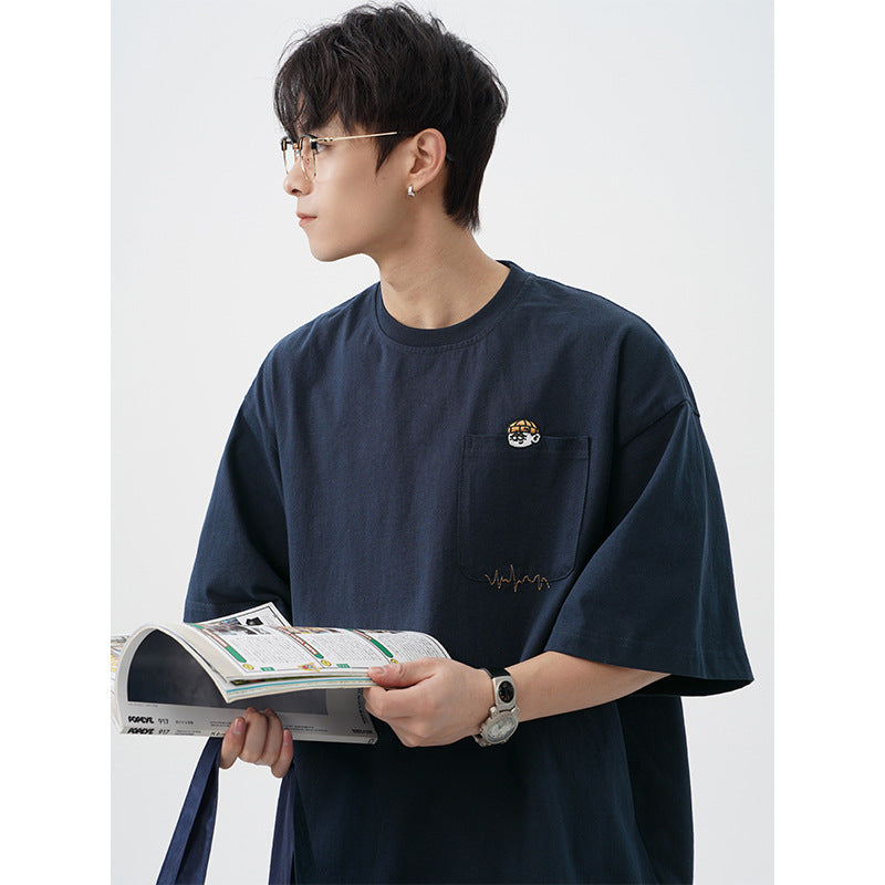 Embroidered short sleeved T-shirt for men