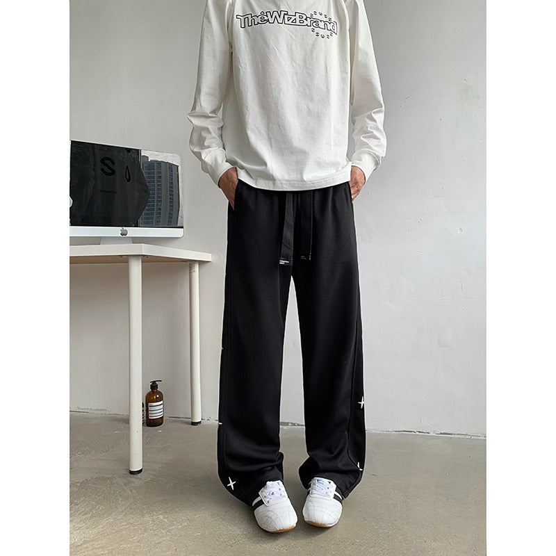 Side star printed casual sweatpants for men and women