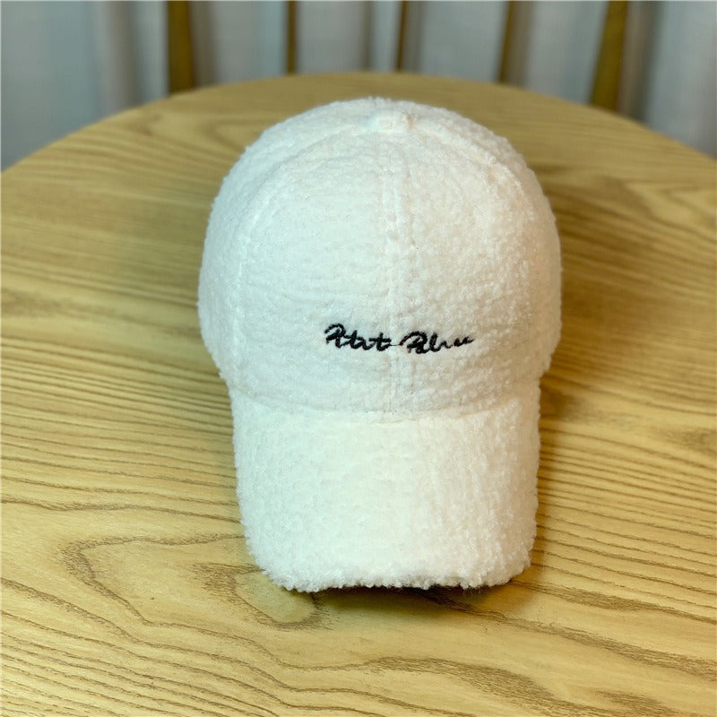 Lamb Hair Hat Female Autumn And Winter Fashion Plush Duck Tongue Hat Winter Lambswool Baseball Cap Winter