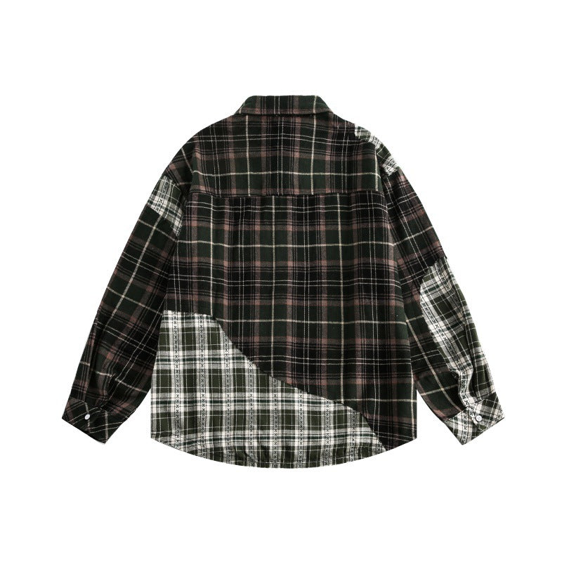 Splicing plaid shirt for men