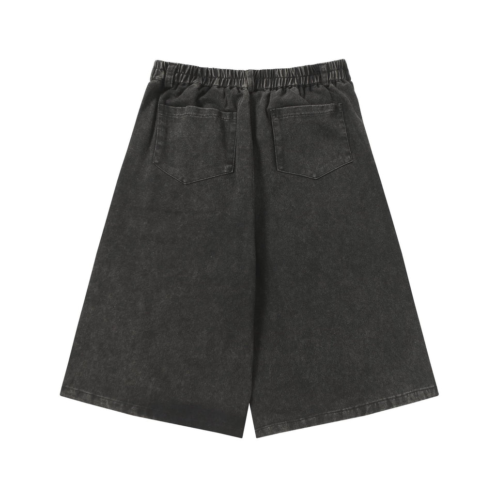 Cartoon embroidered denim shorts for men and women