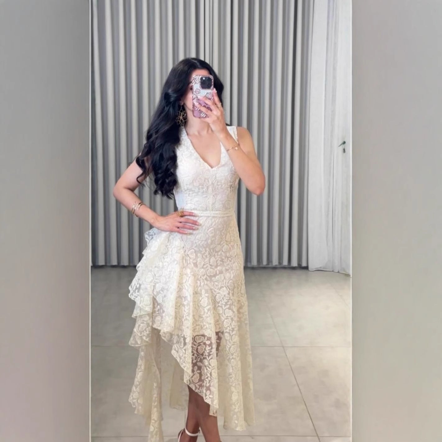 Asymmetric Jacquard Dress for Women