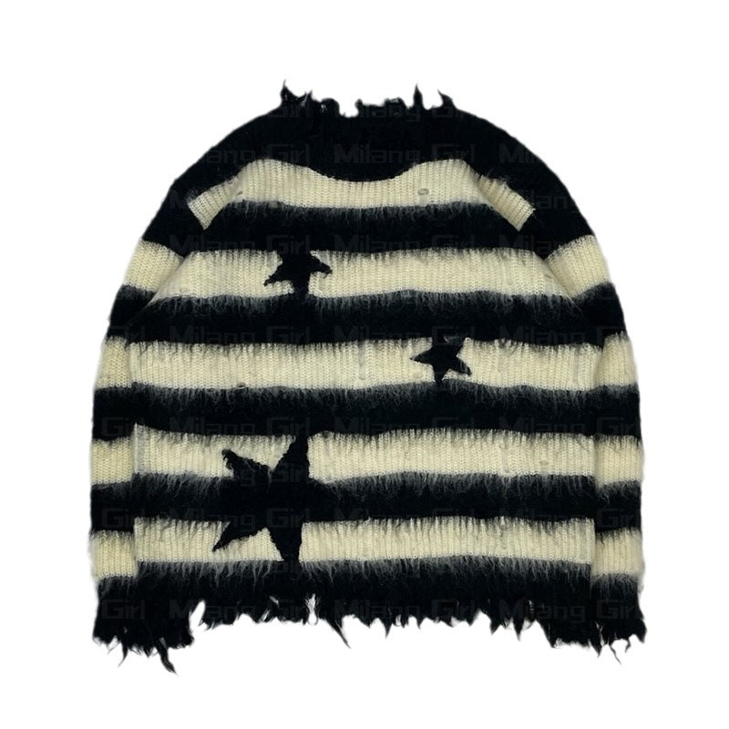 Loose autumn and winter star striped woolen sweater