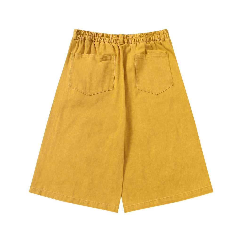 Cartoon embroidered denim shorts for men and women