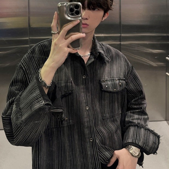 Advanced striped shirt for men in autumn and winter