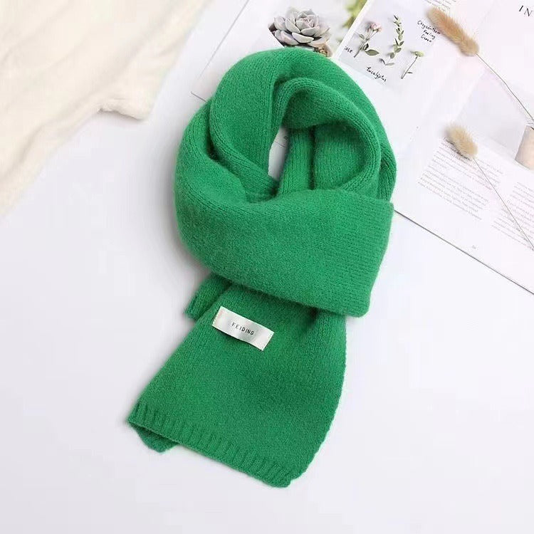 New Korean Winter Instagram Style Solid Color Knitted Warmth Versatile Student Winter Scarf for Men