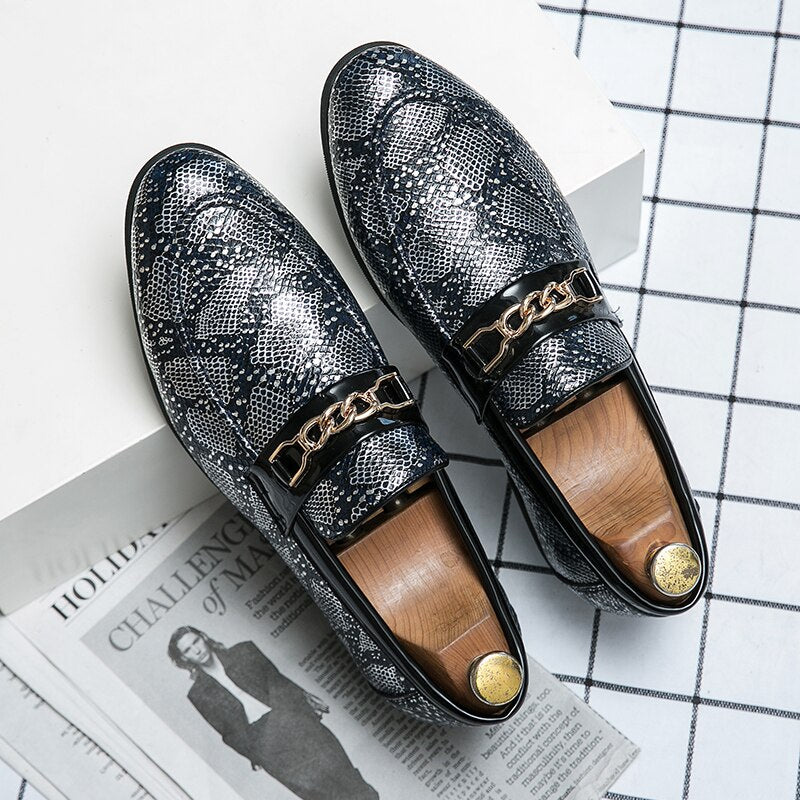Men Leather Shoes Men Luxury Camouflage Gold National Pattern Oxfords Men