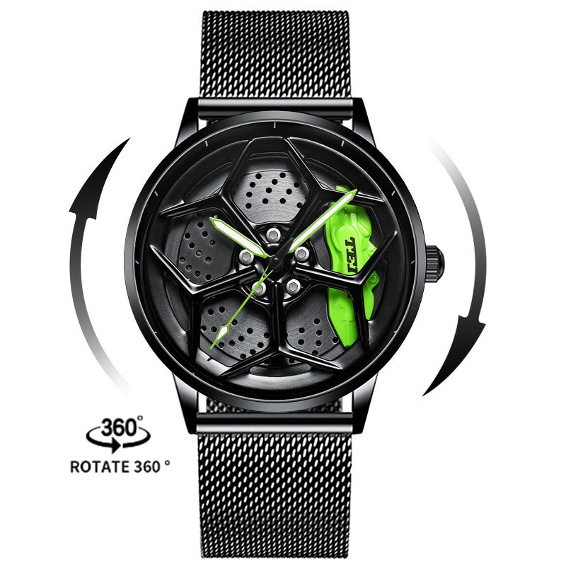 New Top Brand Luxury Mens Watches Stainless Steel Car Wheel Hub Quartz Watch For Men