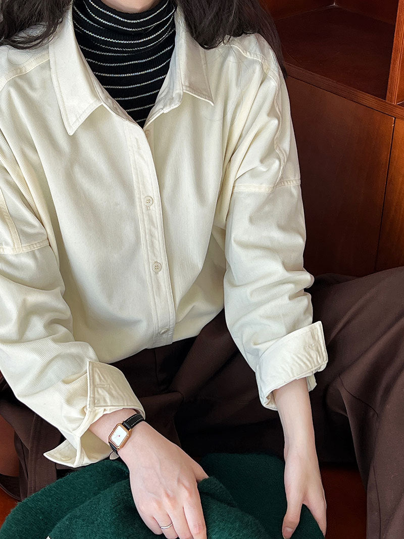 Thick brushed corduroy shirt for women