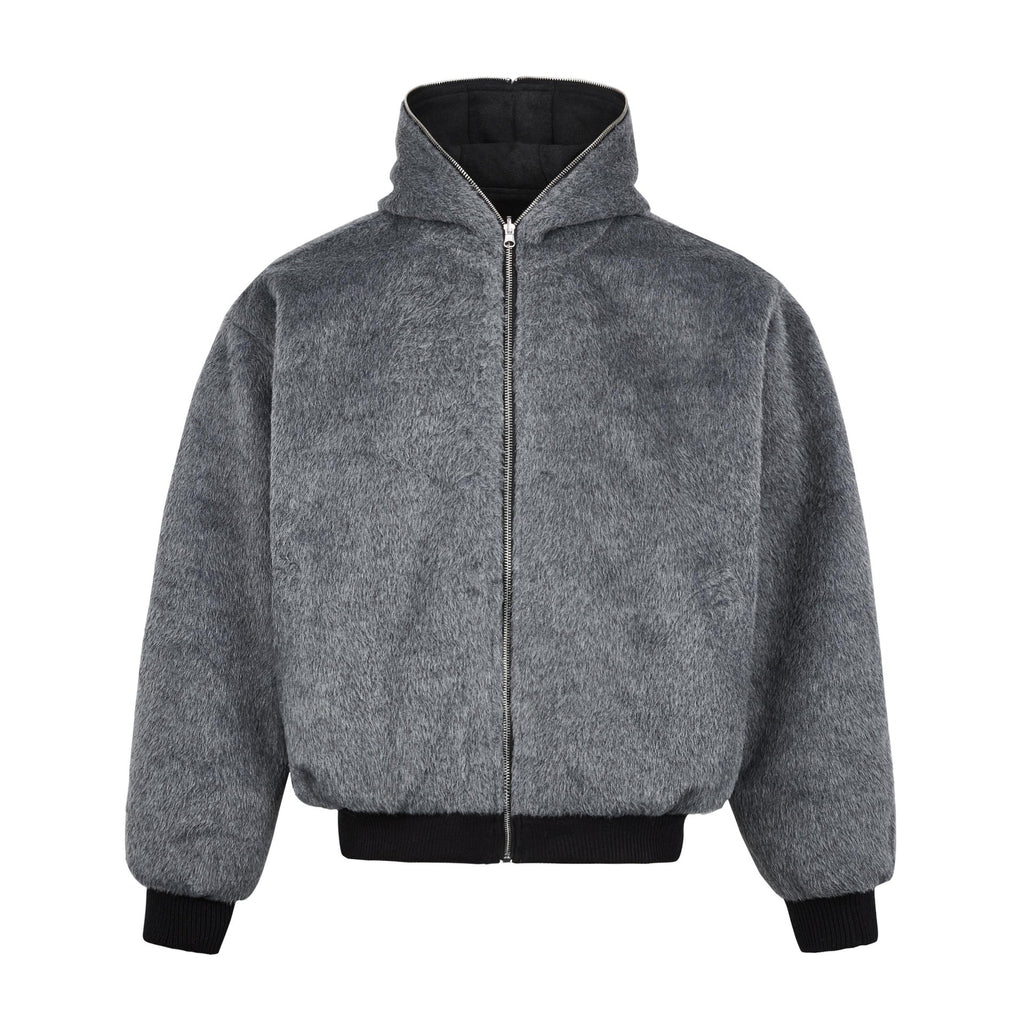 Wool Blend Zip-up Thickened Jacket for Men and Women