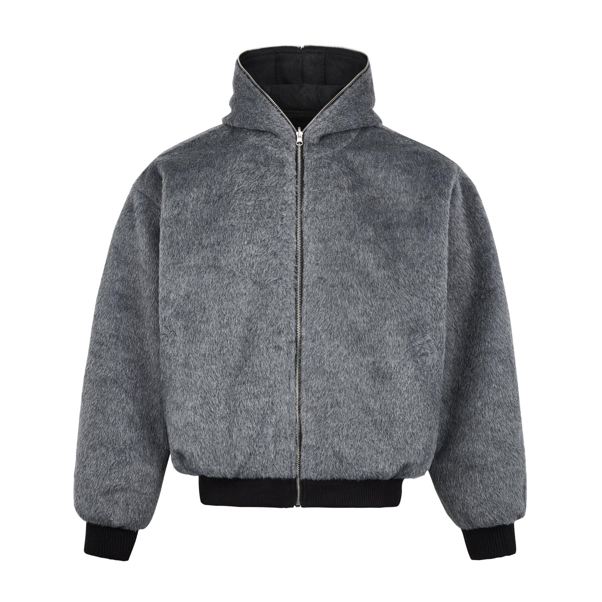 Wool Blend Zip-up Thickened Jacket for Men and Women