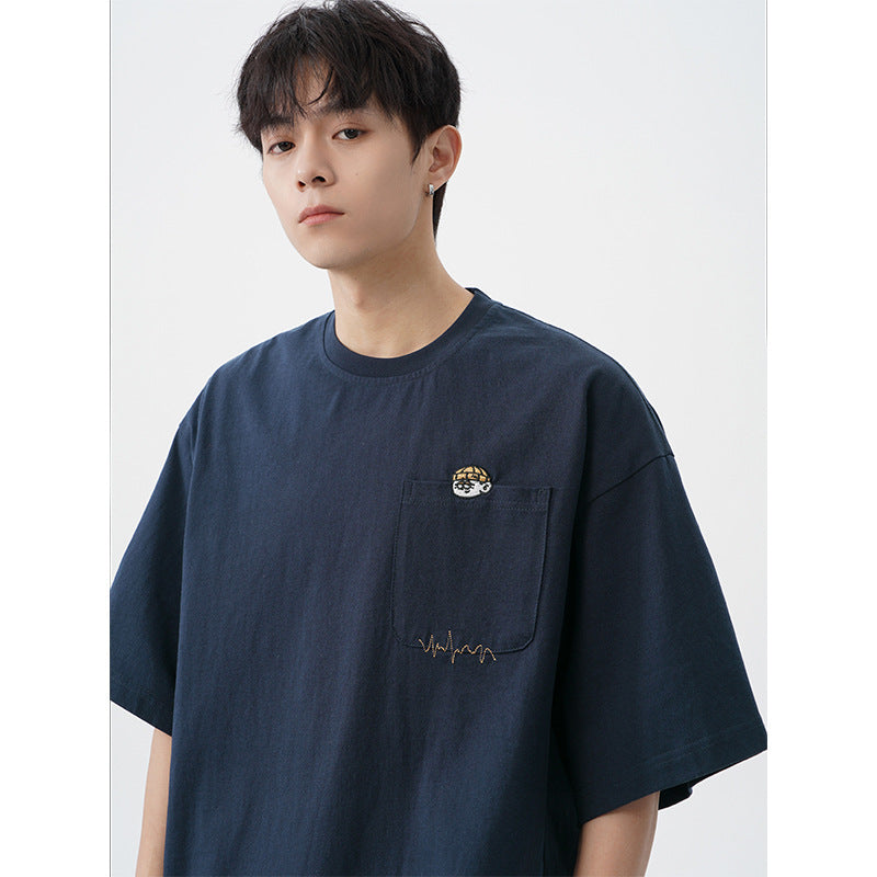 Embroidered short sleeved T-shirt for men