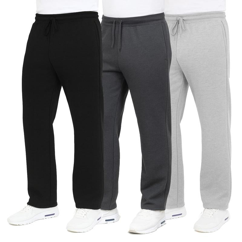 3-Pack Men'S Classic Heavyweight Fleece Sweatpants with Open Bottom (S-3XL)